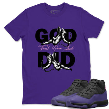 Sneaker Threads – Sneaker Tees To Match Air Jordan 11 Canyon Purple – God Did Graphic Tee Purple 1. Perfect for Jordan releases 2025 colorways.