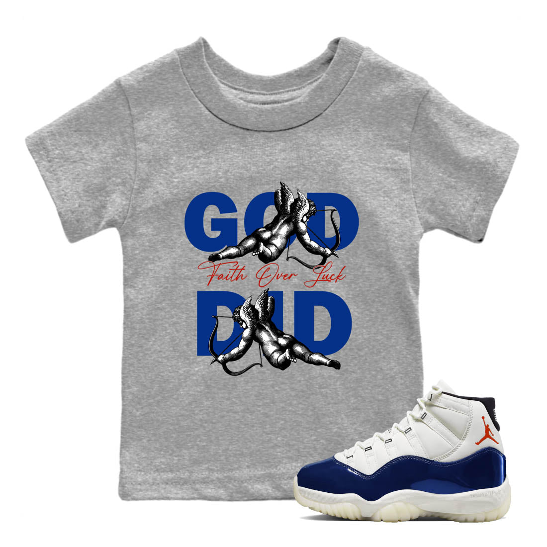 Sneaker Threads – Sneaker Tees To Match Air Jordan 11 Rare Air – God Did Youth Graphic Tee Heather Grey 1. Perfect for Jordan releases 2025 colorways.