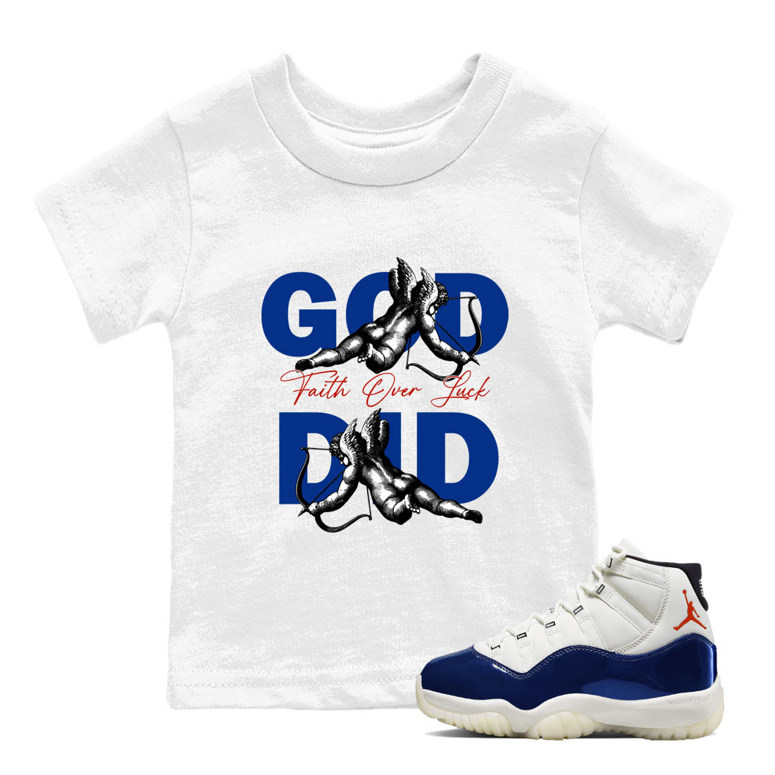 Sneaker Threads – Sneaker Tees To Match Air Jordan 11 Rare Air – God Did Youth Graphic Tee White 1. Perfect for Jordan releases 2025 colorways.