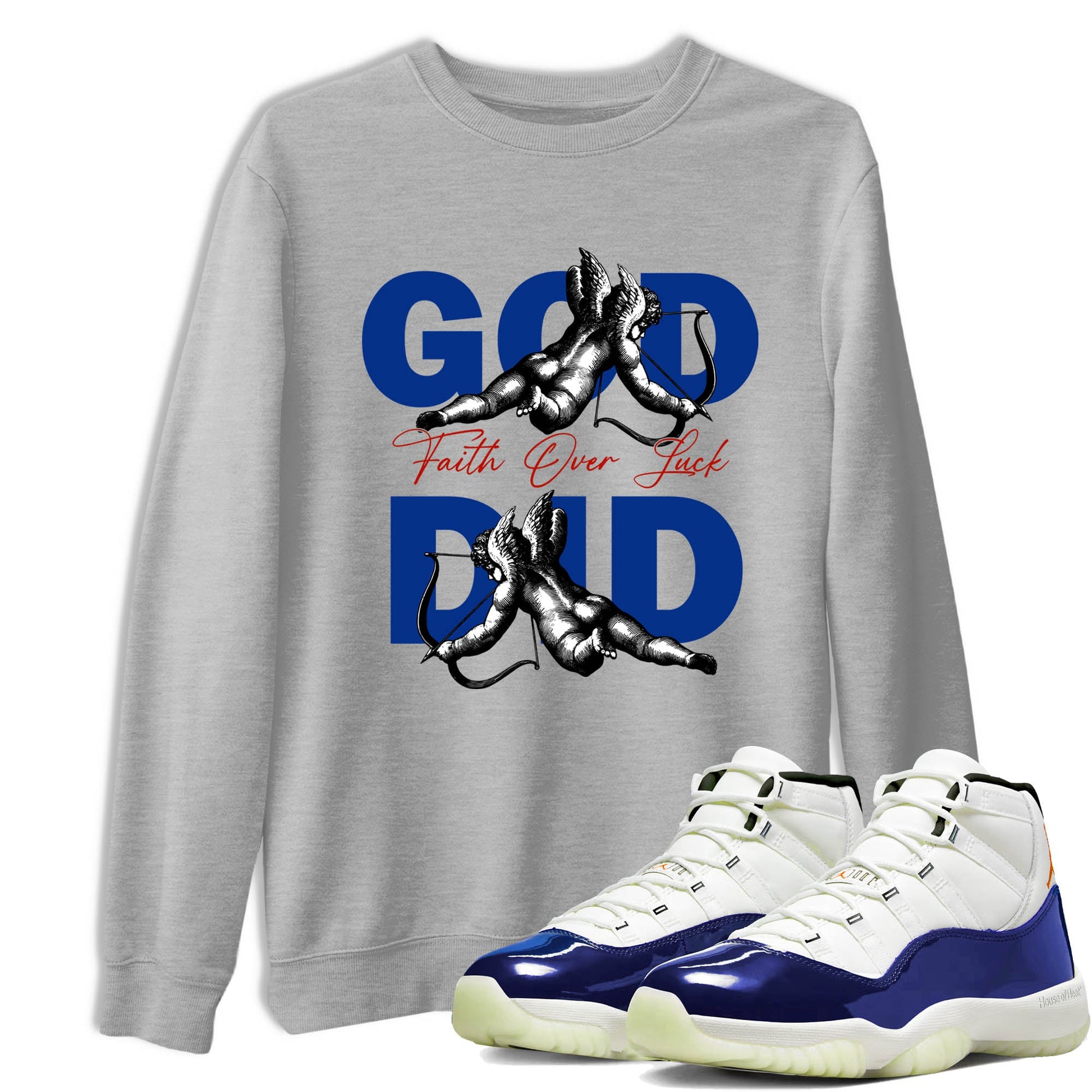 Sneaker Threads – Sneaker Tees To Match Air Jordan 11 Rare Air – God Did Graphic Tee Heather Grey 1. Perfect for Jordan releases 2025 colorways.