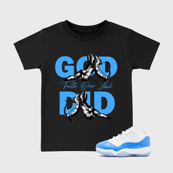 Sneaker match tees – Sneaker Tees To Match Air Jordan 11 University Blue Shoes – God Did Kids T-Shirt Black 1