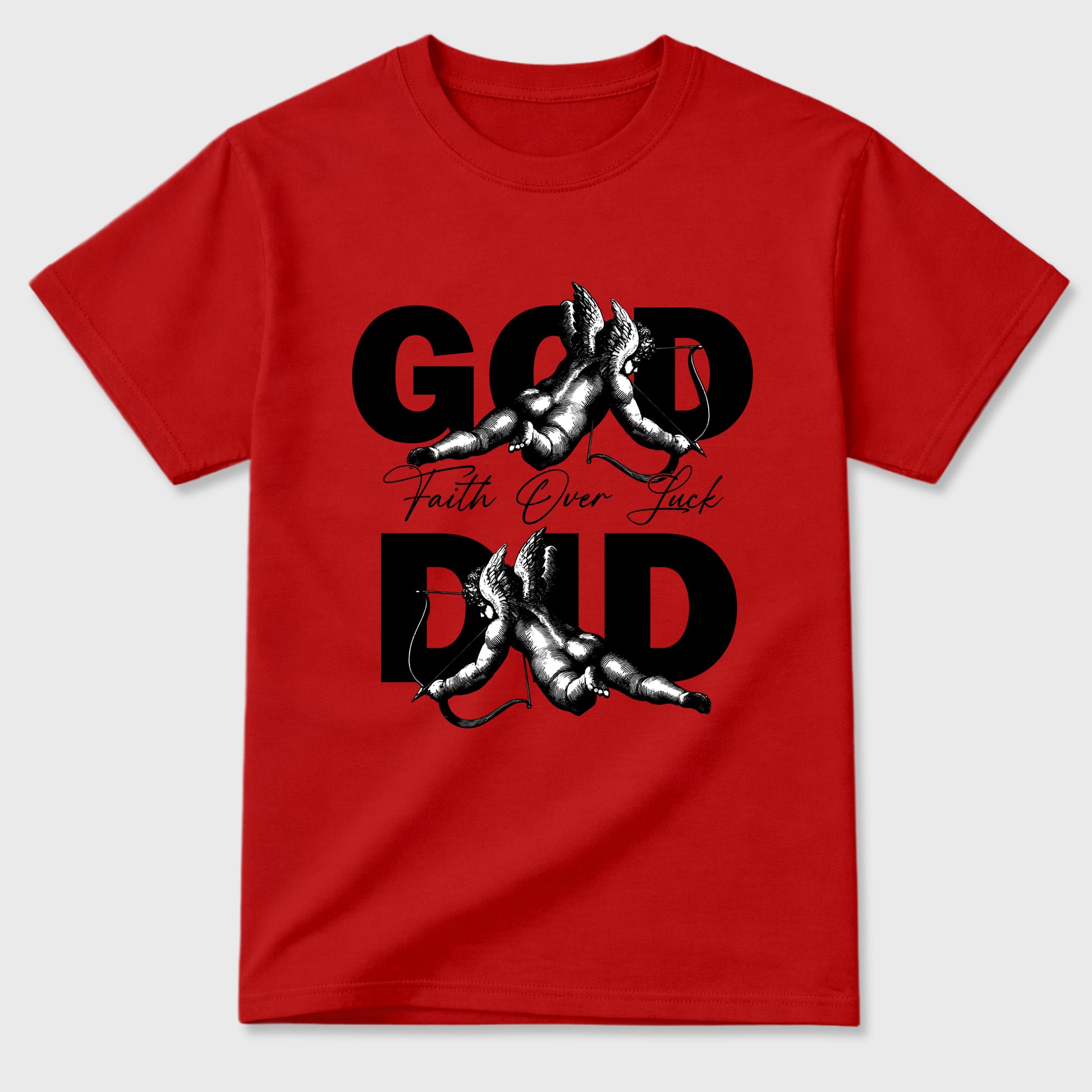God Did Graphic T-Shirt sneaker match tee designed for the Air Jordan 12 Bloodline, featuring coordinated color options for a perfect streetwear match. Red 2 shirt.