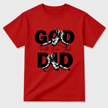 God Did Graphic T-Shirt sneaker match tee designed for the Air Jordan 12 Bloodline, featuring coordinated color options for a perfect streetwear match. Red 2 shirt.