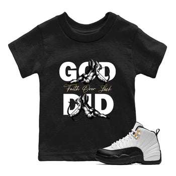 Best Sneakerfit graphic tee – Sneaker Tees To Match Air Jordan 12 Taxi Sneakers – God Did Kids T-Shirt Black 1