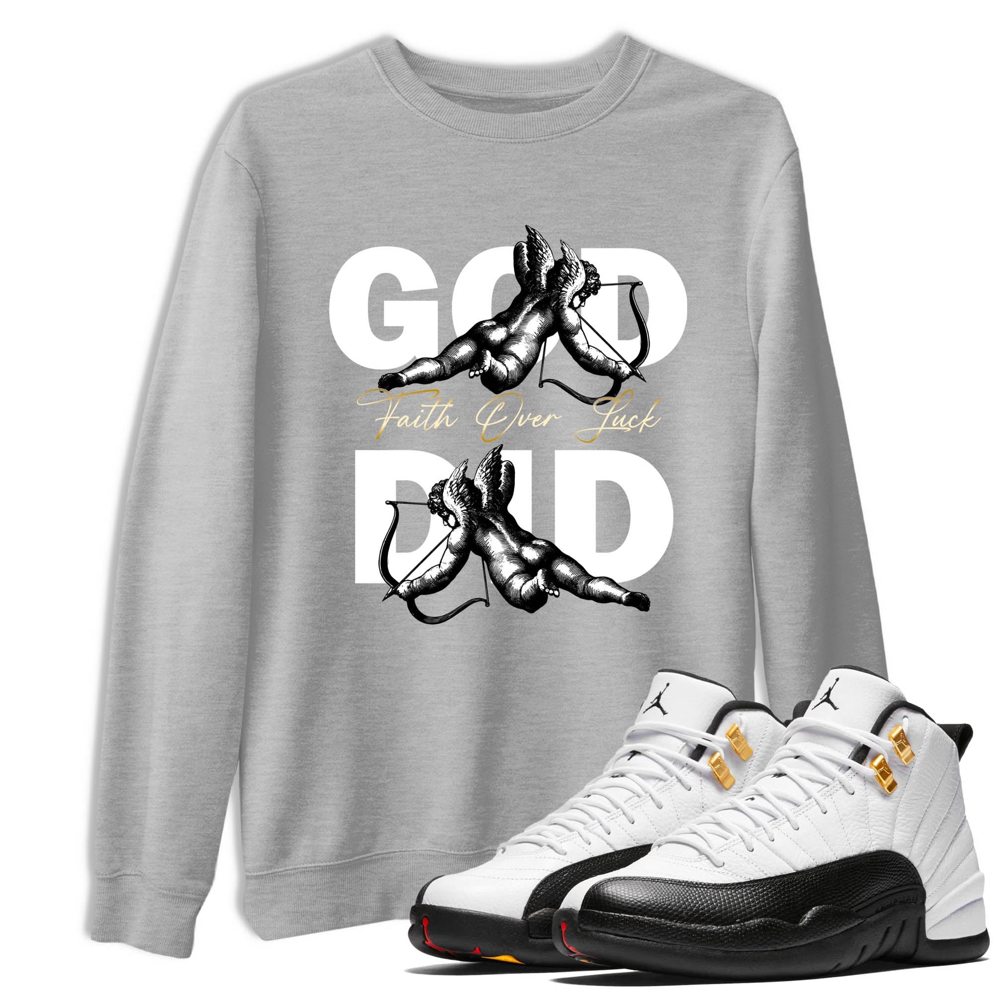 Best Sneakerfit graphic tee – Sneaker Tees To Match Air Jordan 12 Taxi Sneakers – God Did Tee Heather Grey 1