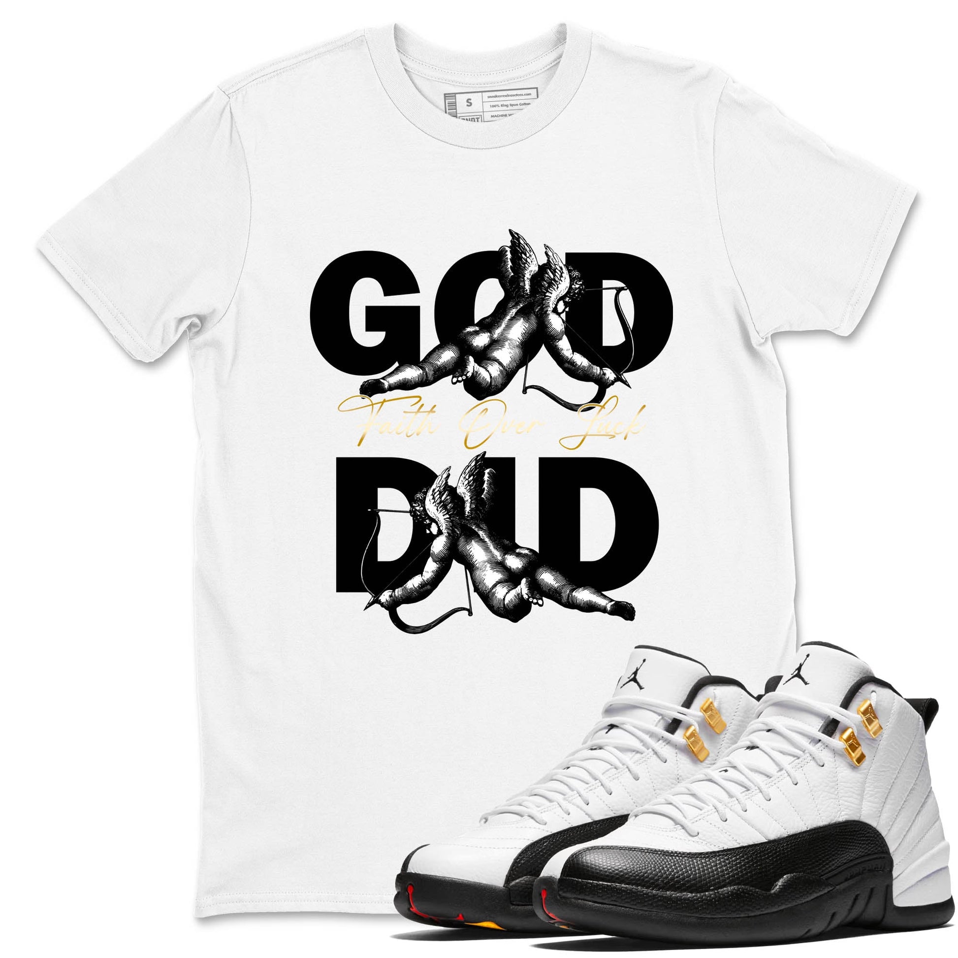 Best Sneakerfit graphic tee – Sneaker Tees To Match Air Jordan 12 Taxi Sneakers – God Did Tee White 1