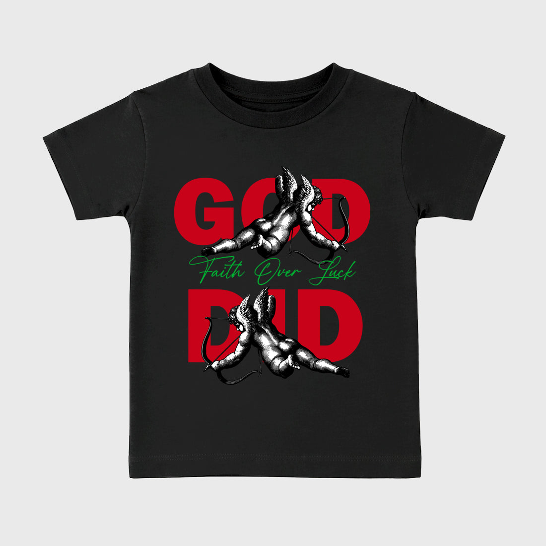 Sneaker match tees – Sneaker Tees To Match Air Jordan 13 University Red Shoes – God Did Kids T-Shirt Black 2