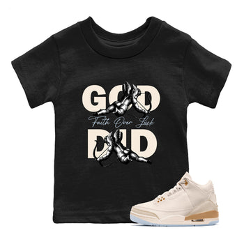 Sneaker match tees – Sneaker Tees To Match Air Jordan 3 Champagne and Oysters Shoes – God Did Kids T-Shirt Black 1
