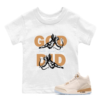 Sneaker match tees – Sneaker Tees To Match Air Jordan 3 Champagne and Oysters Shoes – God Did Kids T-Shirt White 1