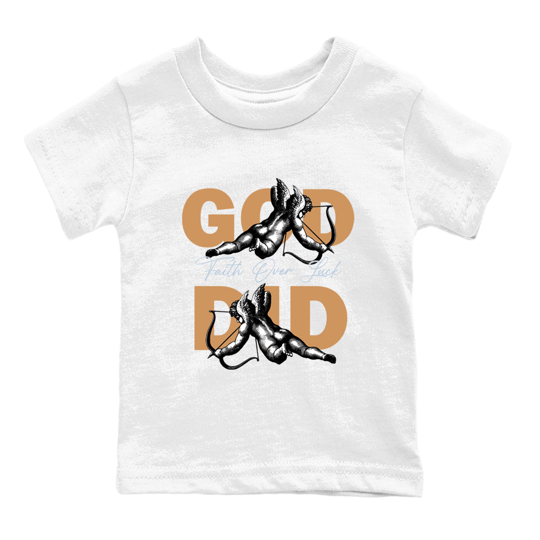 Sneaker match tees – Sneaker Tees To Match Air Jordan 3 Champagne and Oysters Shoes – God Did Kids T-Shirt White 2