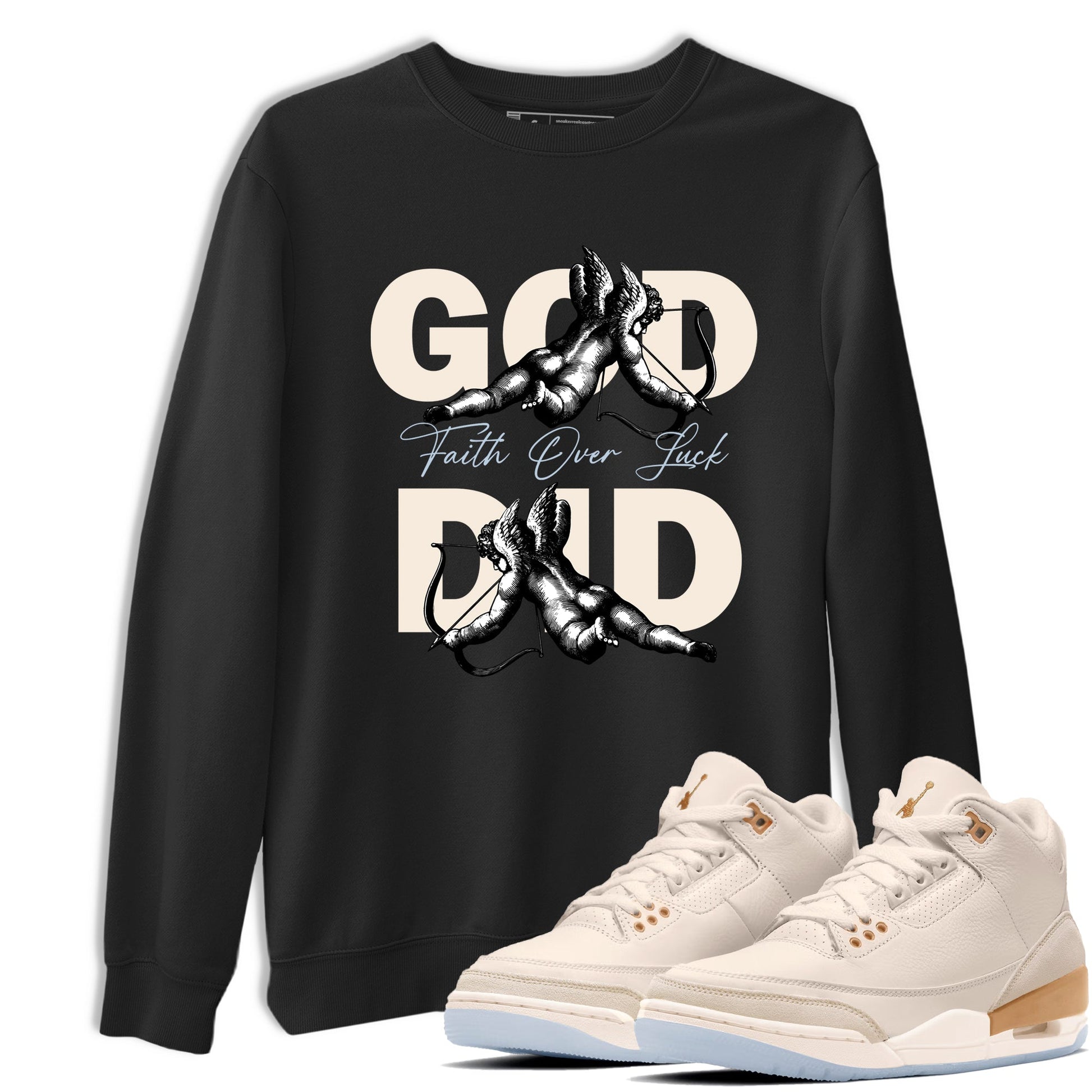 Sneaker match tees – Sneaker Tees To Match Air Jordan 3 Champagne and Oysters Shoes – God Did Tee Black 1
