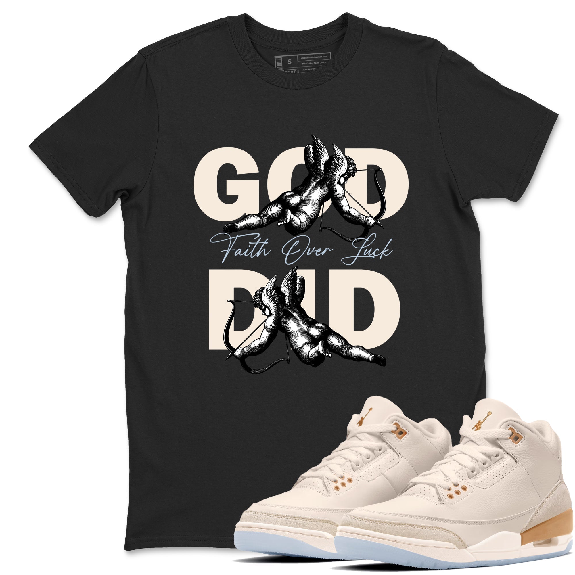Sneaker match tees – Sneaker Tees To Match Air Jordan 3 Champagne and Oysters Shoes – God Did Tee Black 1