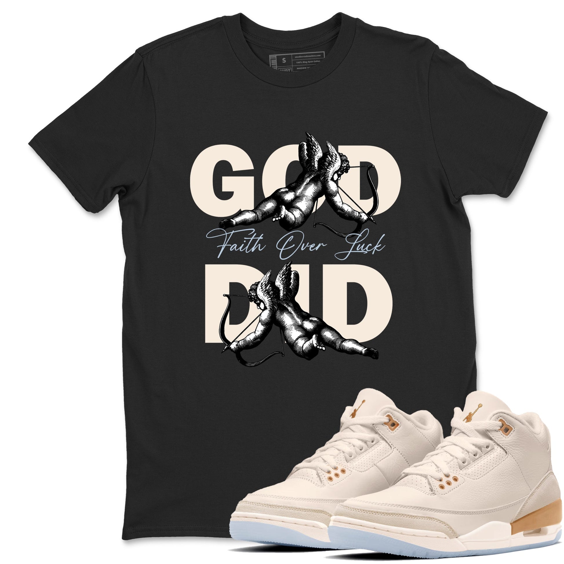 Sneaker match tees – Sneaker Tees To Match Air Jordan 3 Champagne and Oysters Shoes – God Did Tee Black 1