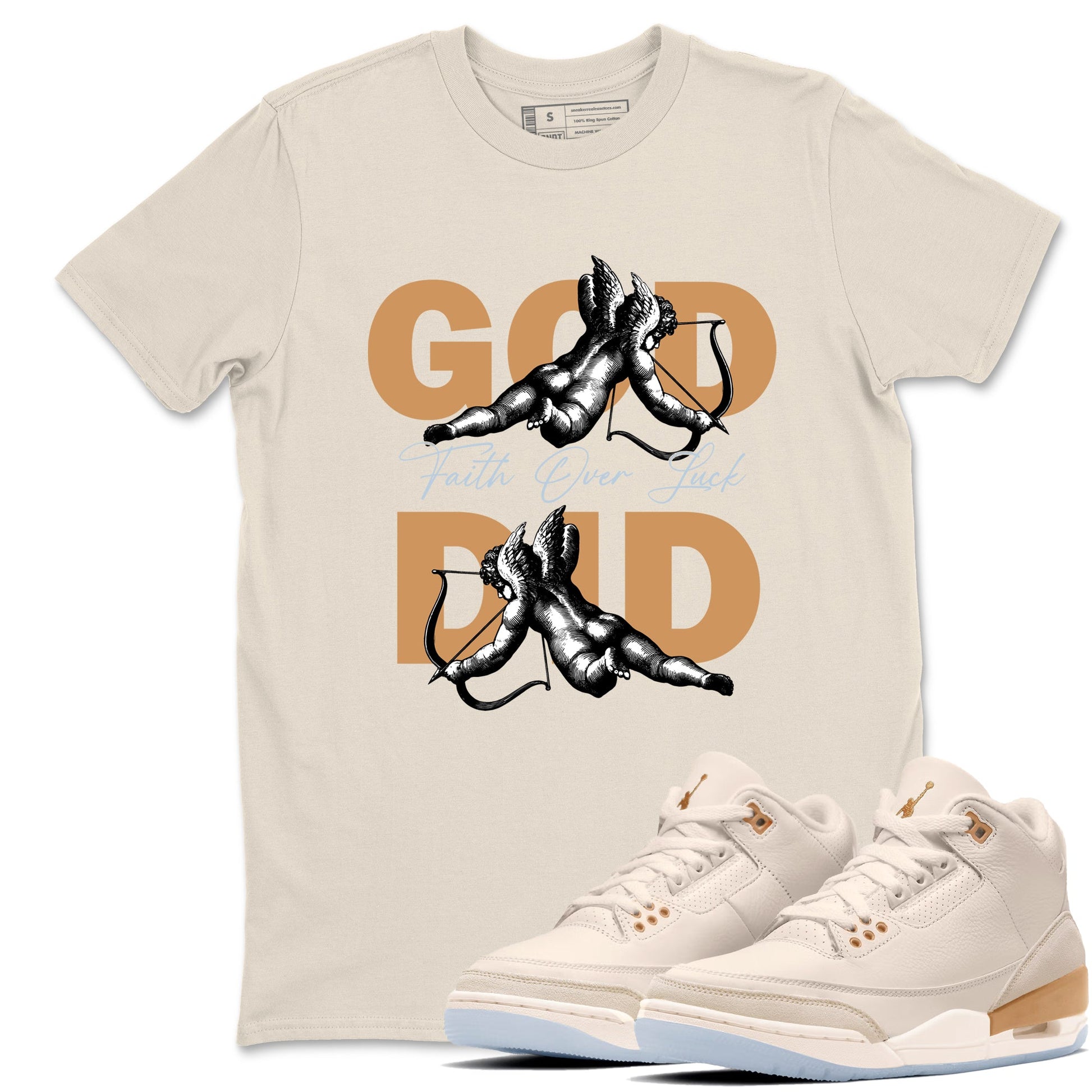 Sneaker match tees – Sneaker Tees To Match Air Jordan 3 Champagne and Oysters Shoes – God Did Tee Natural 1