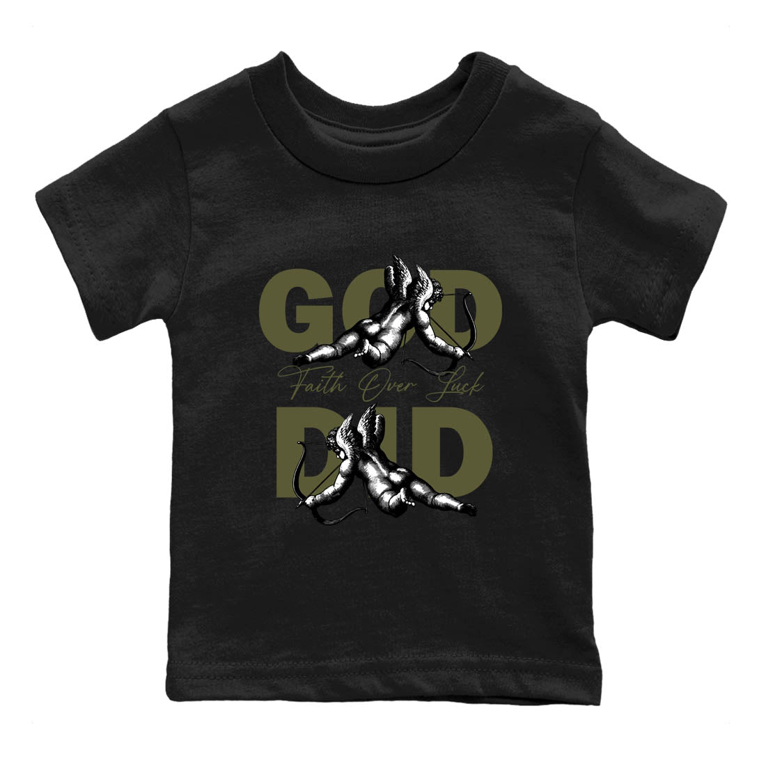 Sneaker Threads – Sneaker Tees To Match Air Jordan 3 Medium Olive – God Did Youth Graphic Tee Black 2. Perfect for Jordan releases 2025 colorways.