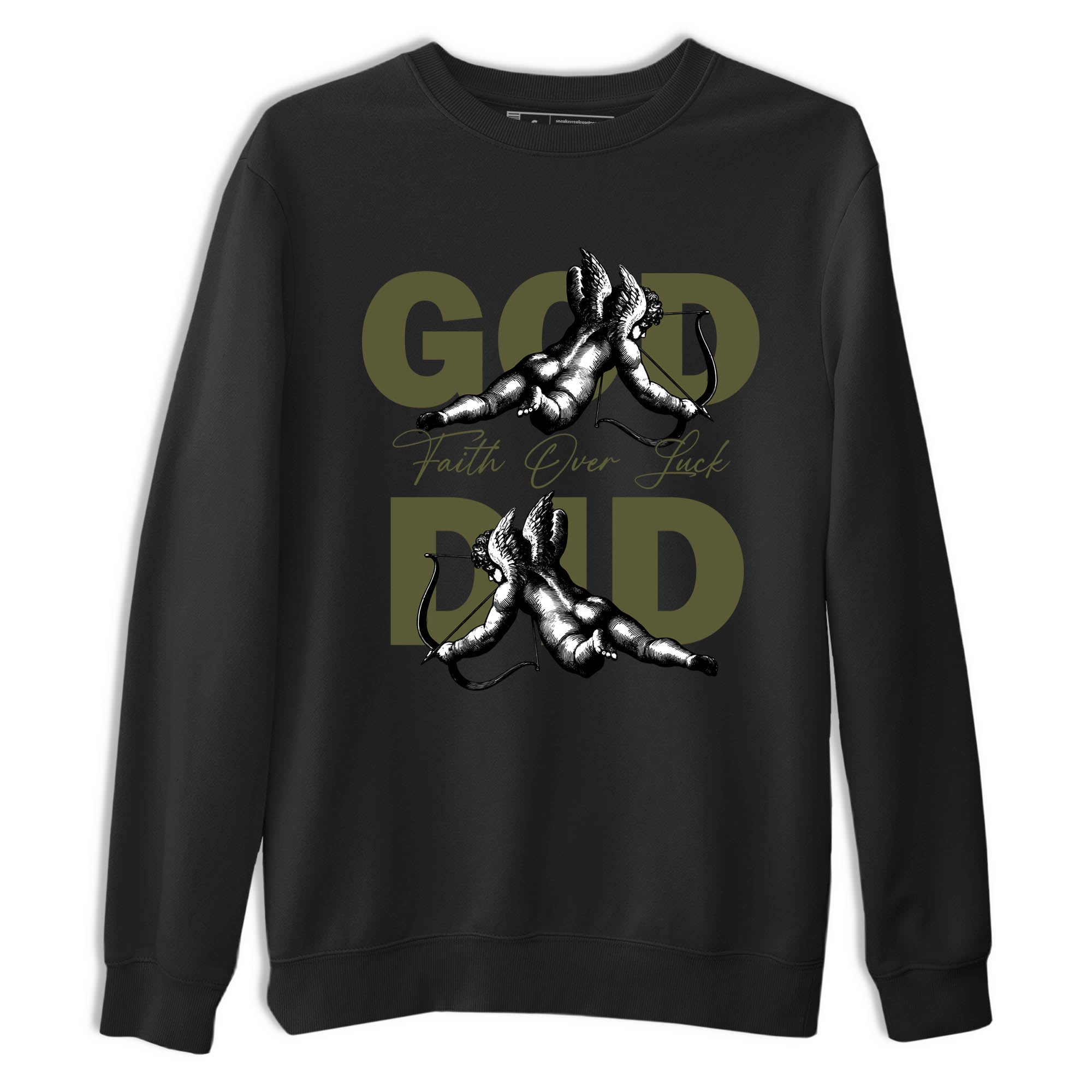 Sneaker Threads – Sneaker Tees To Match Air Jordan 3 Medium Olive – God Did Graphic Tee Black 2. Perfect for Jordan releases 2025 colorways.