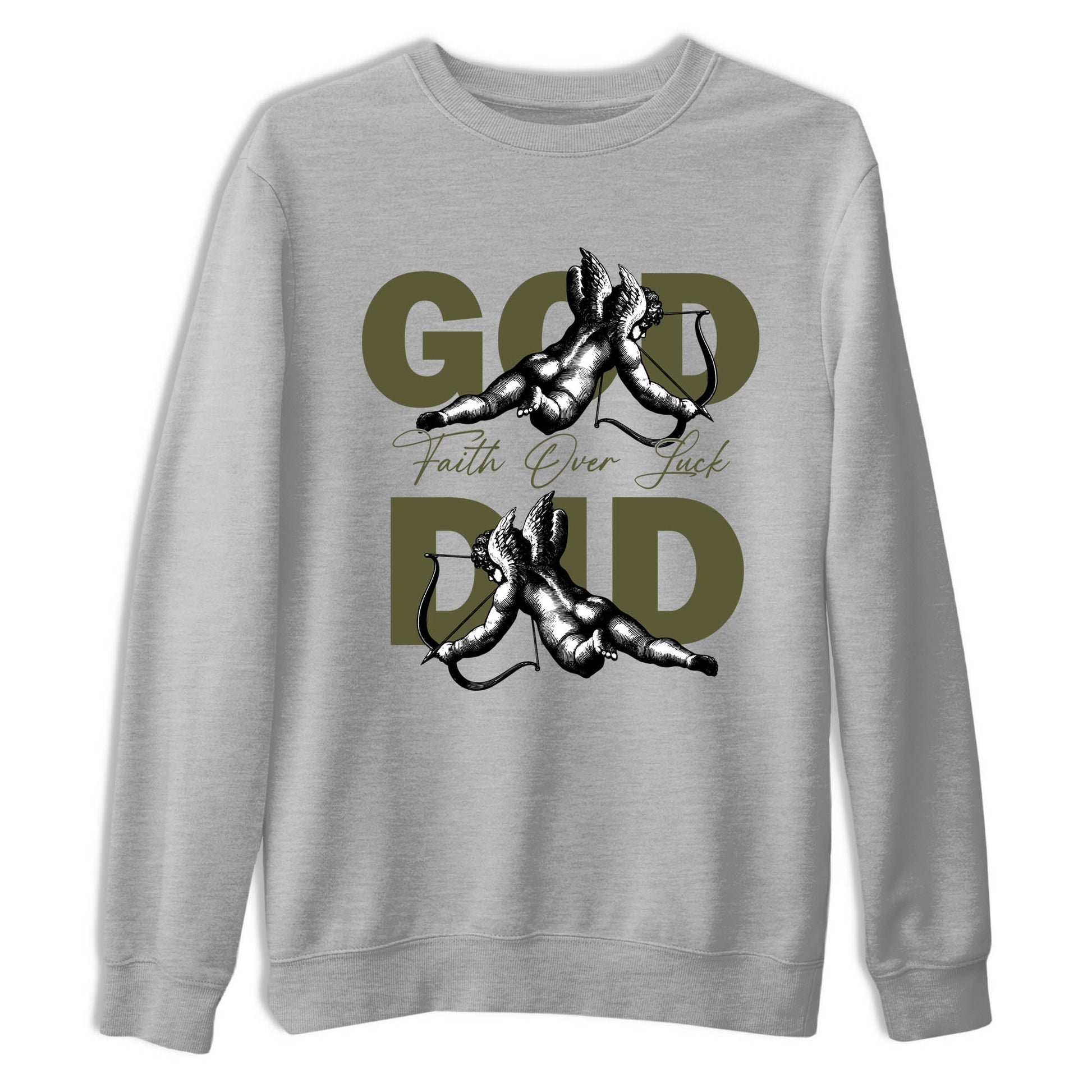 Sneaker Threads – Sneaker Tees To Match Air Jordan 3 Medium Olive – God Did Graphic Tee Heather Grey 2. Perfect for Jordan releases 2025 colorways.