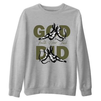 Sneaker Threads – Sneaker Tees To Match Air Jordan 3 Medium Olive – God Did Graphic Tee Heather Grey 2. Perfect for Jordan releases 2025 colorways.