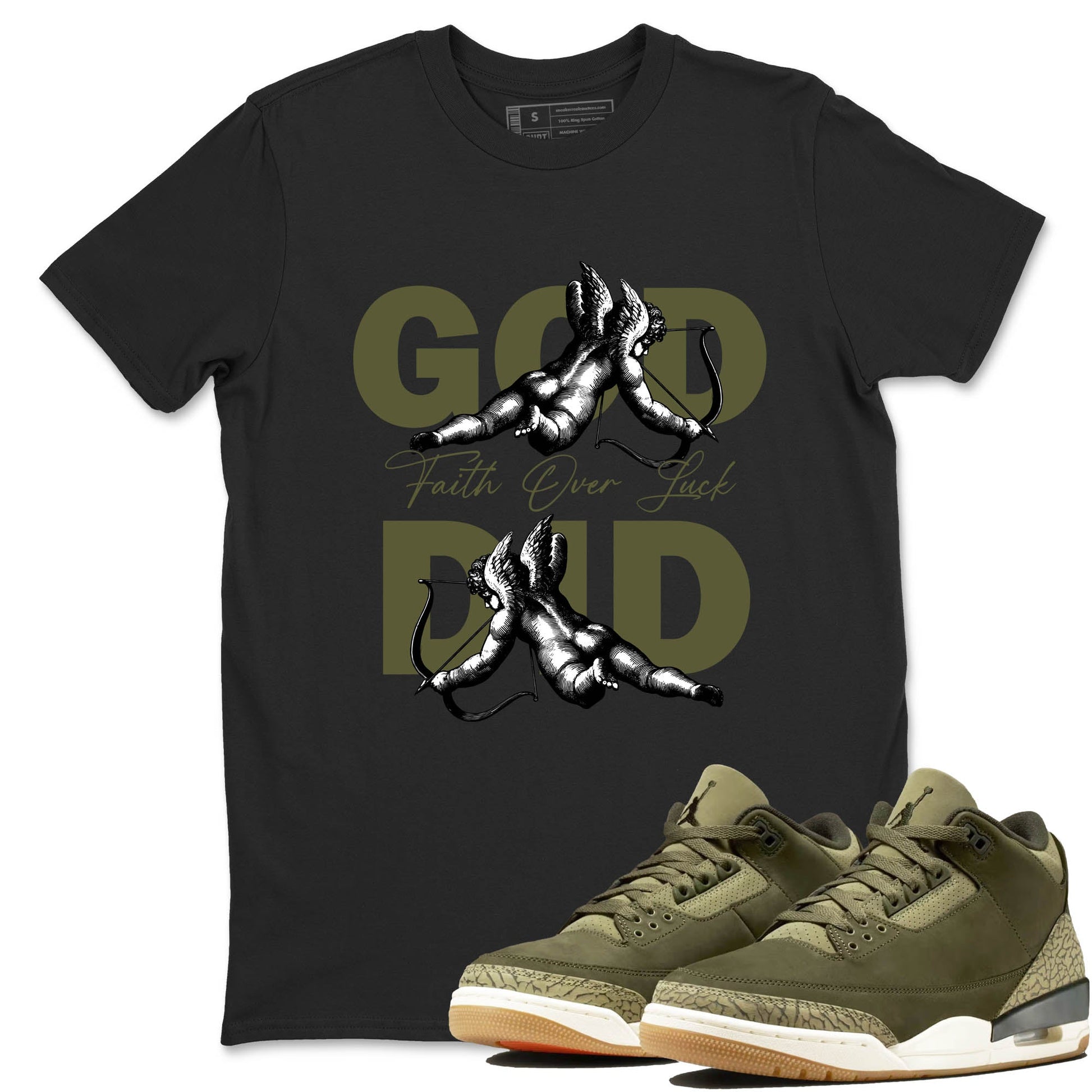 Sneaker Threads – Sneaker Tees To Match Air Jordan 3 Medium Olive – God Did Graphic Tee Black 1. Perfect for Jordan releases 2025 colorways.