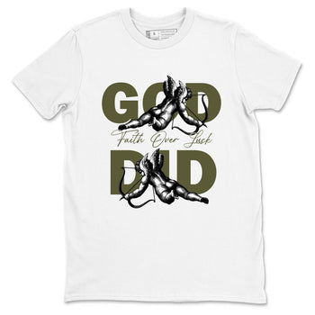 Sneaker Threads – Sneaker Tees To Match Air Jordan 3 Medium Olive – God Did Graphic Tee White 2. Perfect for Jordan releases 2025 colorways.