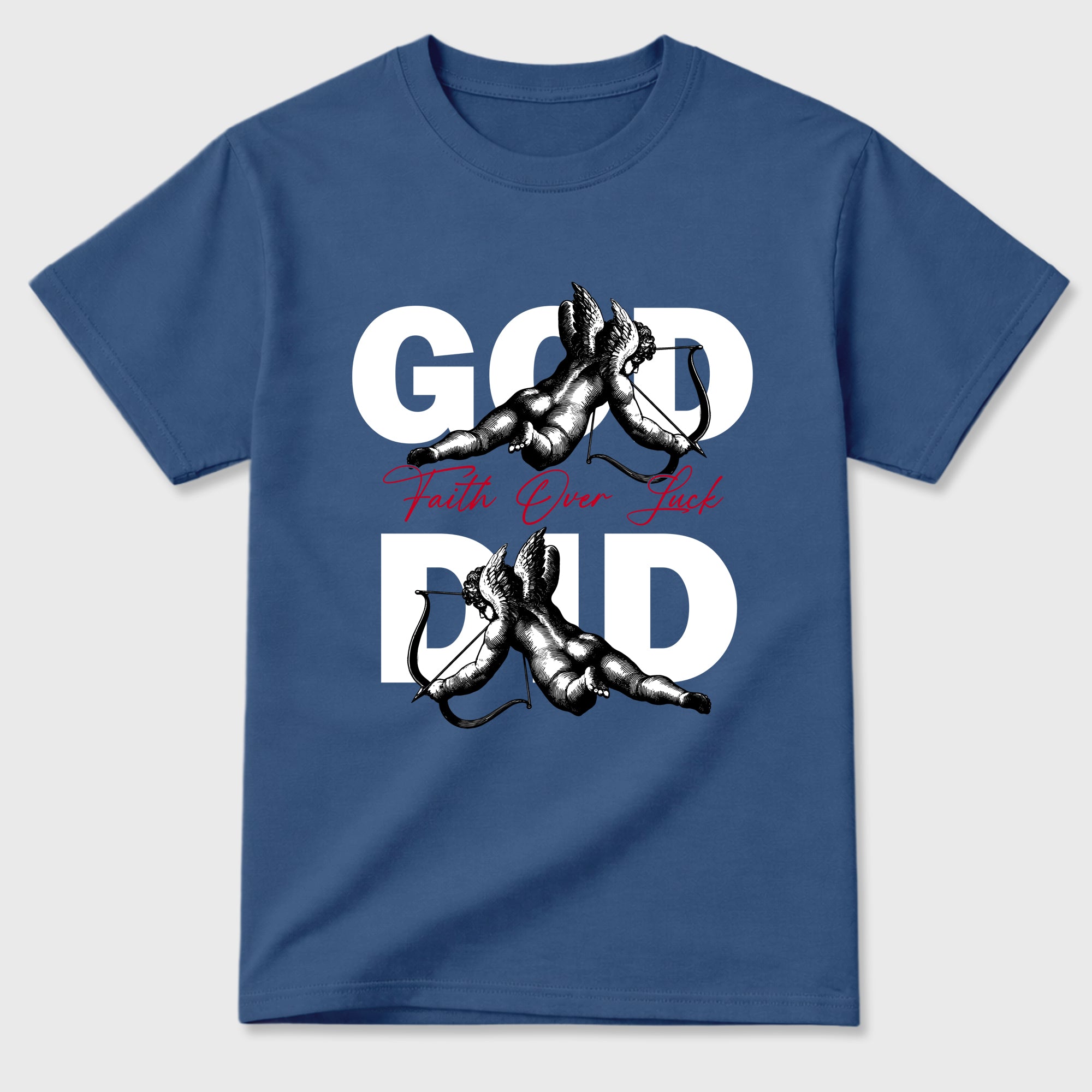 God Did Graphic T-Shirt featuring original streetwear artwork designed to match the Air Jordan 3 True Blue. Denim Blue 2 Graphic T-Shirt.