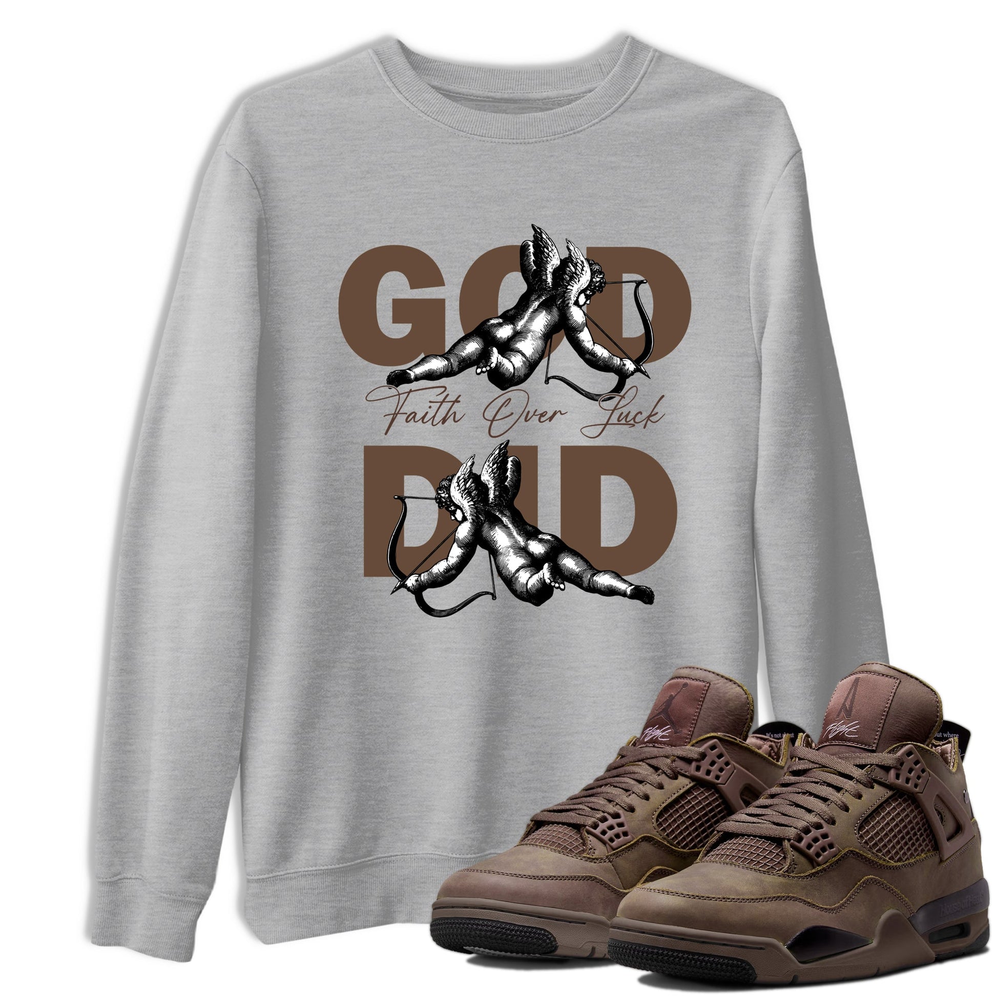 Best Christmas gifts for sneakerheads - Sneaker Tees To Match Air Jordan 4 A Ma Maniere x Dark Mocha Sneakers – God Did Tee Heather Grey 1