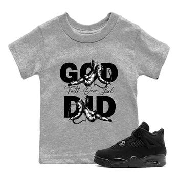 Best Sneakerfit graphic tee – Sneaker Tees To Match Air Jordan 4 Retro Black Cat Sneakers – God Did Kids T-Shirt Heather Grey 1