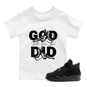 Best Sneakerfit graphic tee – Sneaker Tees To Match Air Jordan 4 Retro Black Cat Sneakers – God Did Kids T-Shirt White 1