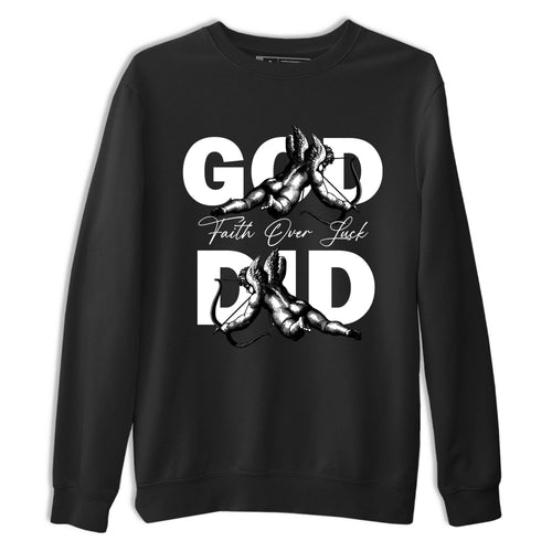 Sneaker Threads – Sneaker Tees To Match Air Jordan 4 Black Cat – God Did Graphic Tee Black 2. Perfect for Jordan releases 2025 colorways.