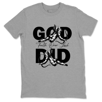 Sneaker Threads – Sneaker Tees To Match Air Jordan 4 Black Cat – God Did Graphic Tee Heather Grey 2. Perfect for Jordan releases 2025 colorways.