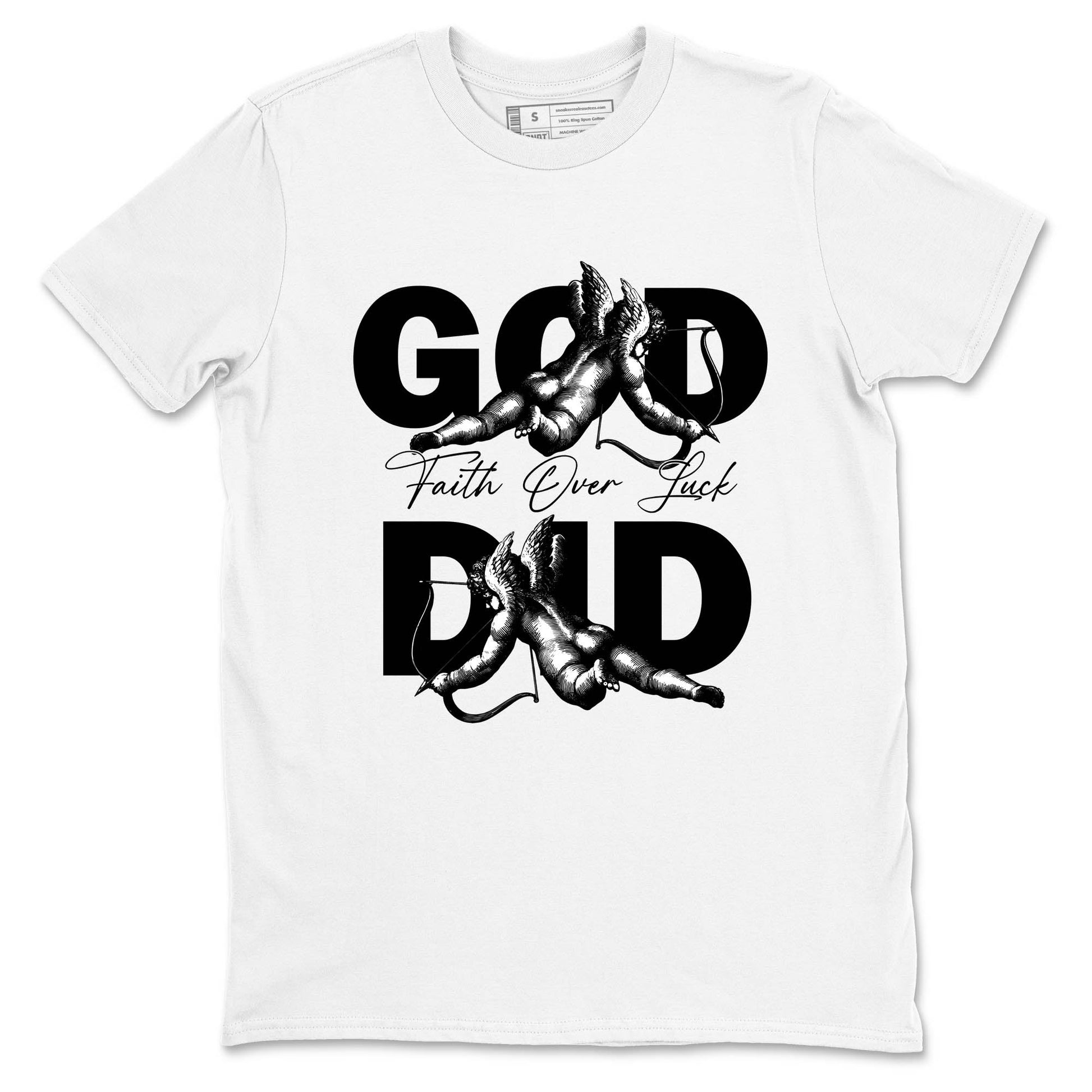 Sneaker Threads – Sneaker Tees To Match Air Jordan 4 Black Cat – God Did Graphic Tee White 2. Perfect for Jordan releases 2025 colorways.