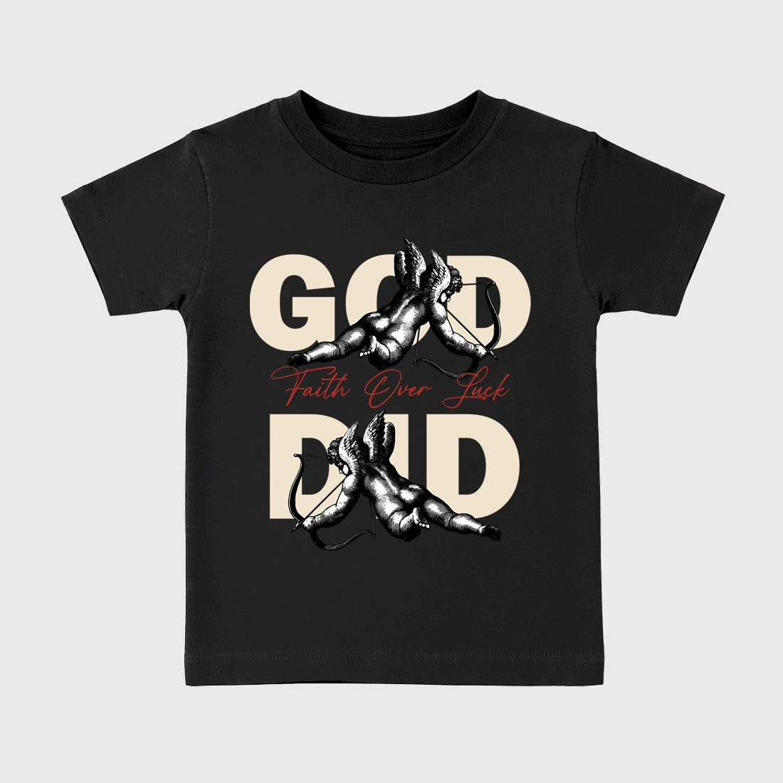 Perfect Sneakerhead Fashion Outfits – Sneaker Tees To Match Air Jordan 4 Brick After Brick Shoes – God Did Kids Graphic T-Shirt Black 2