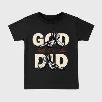 Perfect Sneakerhead Fashion Outfits – Sneaker Tees To Match Air Jordan 4 Brick After Brick Shoes – God Did Kids Graphic T-Shirt Black 2