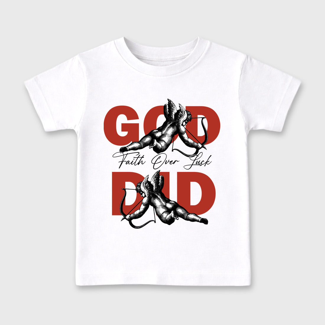 Perfect Sneakerhead Fashion Outfits – Sneaker Tees To Match Air Jordan 4 Brick After Brick Shoes – God Did Kids Graphic T-Shirt White 2