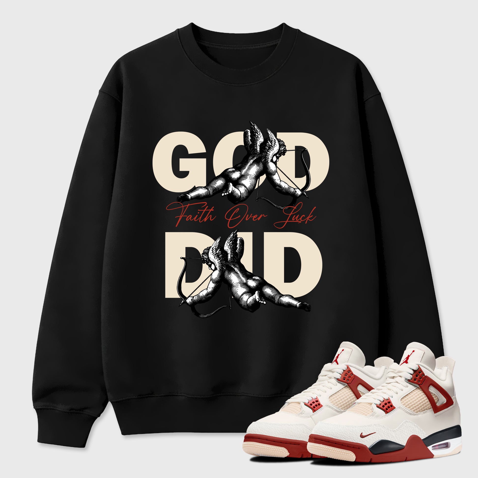 Perfect Sneakerhead Fashion Outfits – Sneaker Tees To Match Air Jordan 4 Brick After Brick Shoes – God Did Graphic Tee Black 1
