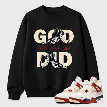 Perfect Sneakerhead Fashion Outfits – Sneaker Tees To Match Air Jordan 4 Brick After Brick Shoes – God Did Graphic Tee Black 1