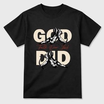 Perfect Sneakerhead Fashion Outfits – Sneaker Tees To Match Air Jordan 4 Brick After Brick Shoes – God Did Graphic Tee Black 2