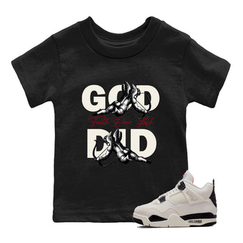 Sneaker match tees – Sneaker Tees To Match Air Jordan 4 Flight Club Shoes – God Did Kids T-Shirt Black 1