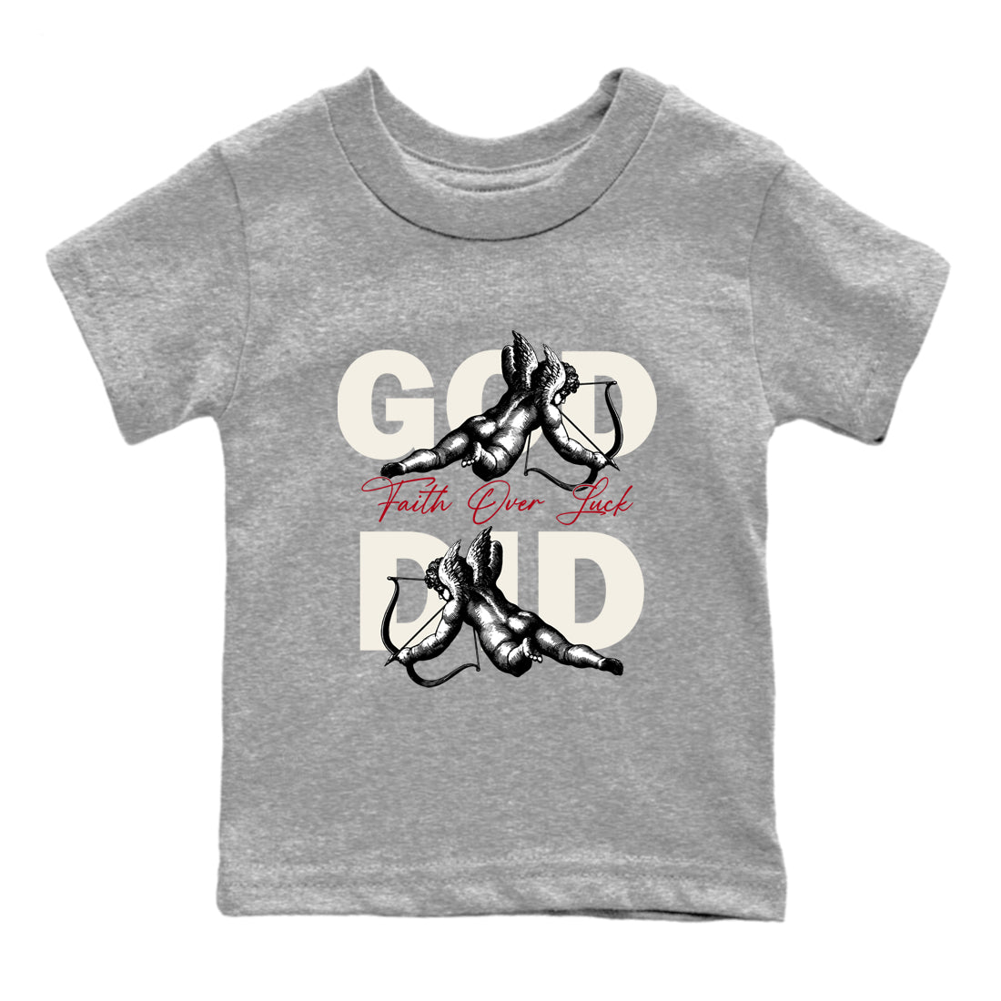 Sneaker match tees – Sneaker Tees To Match Air Jordan 4 Flight Club Shoes – God Did Kids T-Shirt Heather Grey 2