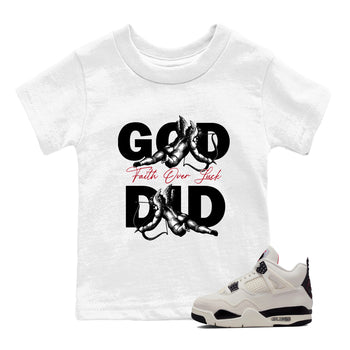 Sneaker match tees – Sneaker Tees To Match Air Jordan 4 Flight Club Shoes – God Did Kids T-Shirt White 1