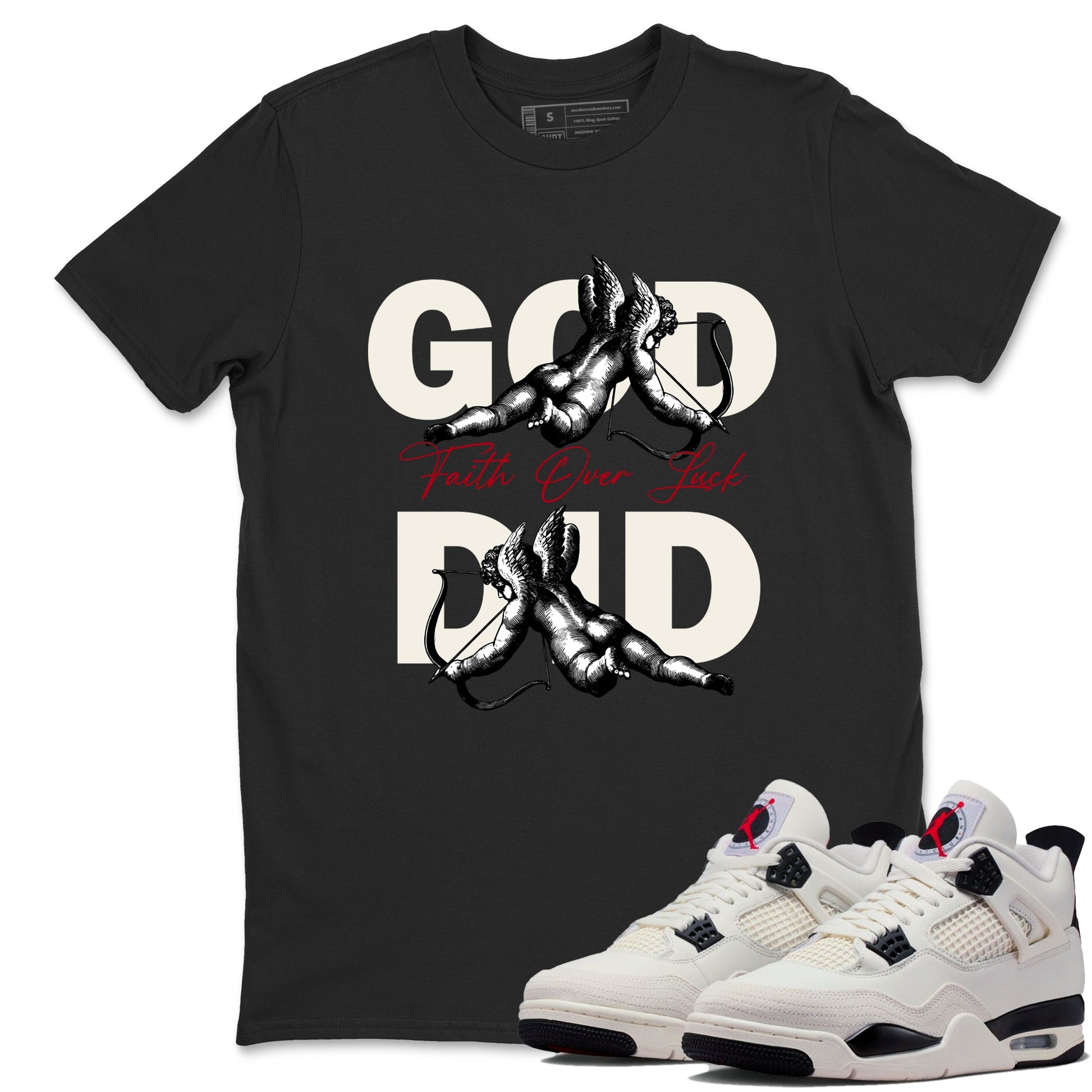 Sneaker match tees – Sneaker Tees To Match Air Jordan 4 Flight Club Shoes – God Did Tee Black 1
