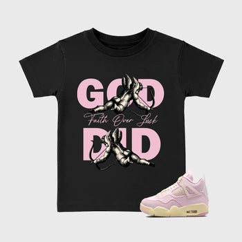 Sneaker match tees – Sneaker Tees To Match Air Jordan 4 Iced Carmine Shoes – God Did Kids T-Shirt Black 1