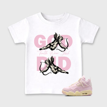 Sneaker match tees – Sneaker Tees To Match Air Jordan 4 Iced Carmine Shoes – God Did Kids T-Shirt White 1