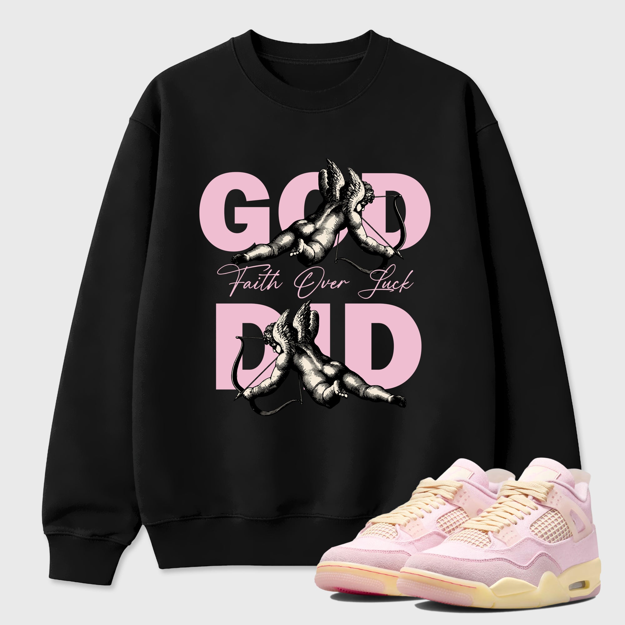 Sneaker match tees – Sneaker Tees To Match Air Jordan 4 Iced Carmine Shoes – God Did Tee Black 1
