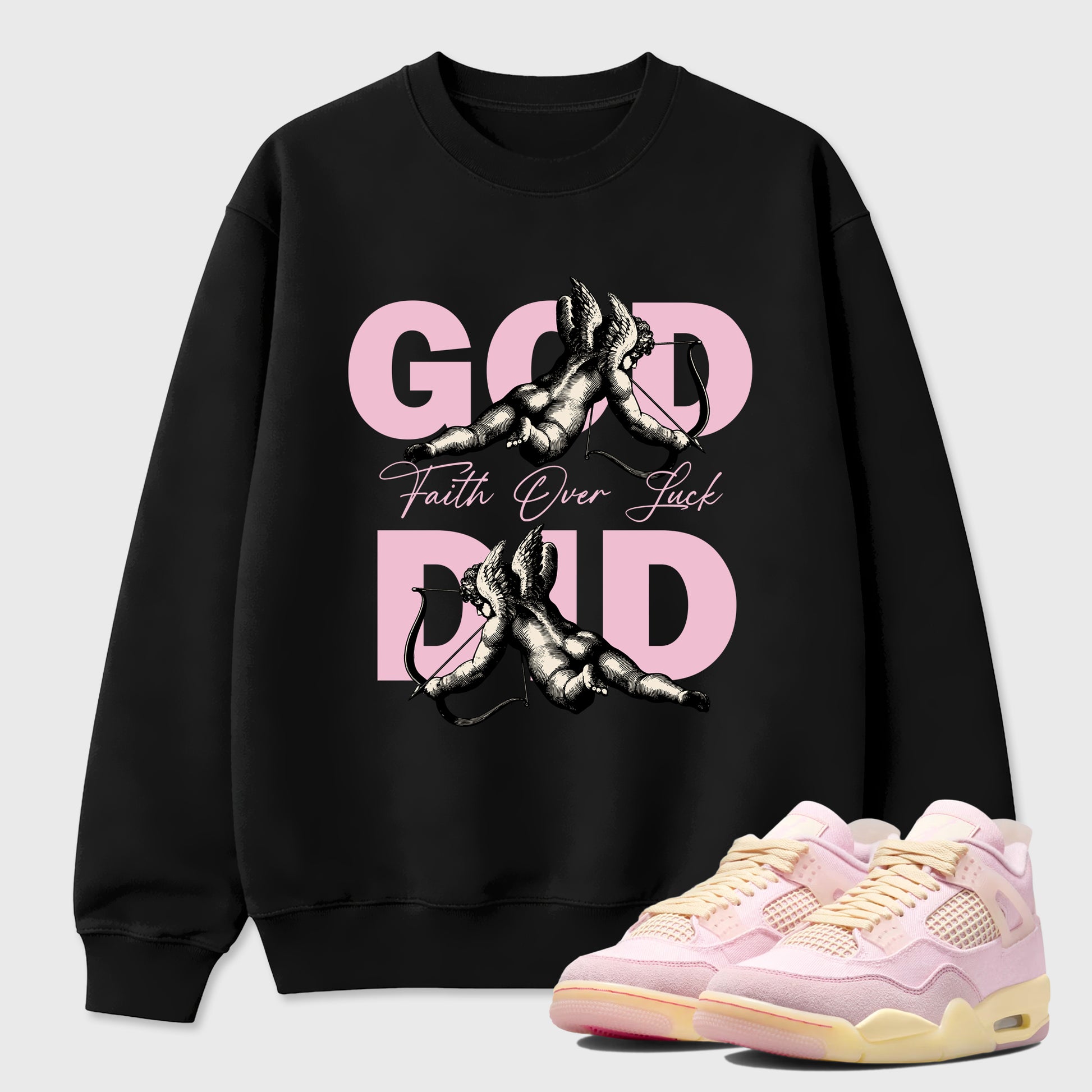 Sneaker match tees – Sneaker Tees To Match Air Jordan 4 Iced Carmine Shoes – God Did Tee Black 1