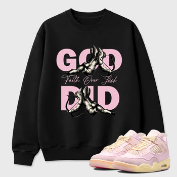 Sneaker match tees – Sneaker Tees To Match Air Jordan 4 Iced Carmine Shoes – God Did Tee Black 1