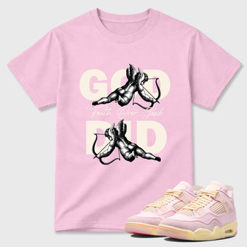Sneaker match tees – Sneaker Tees To Match Air Jordan 4 Iced Carmine Shoes – God Did Tee Pink 1