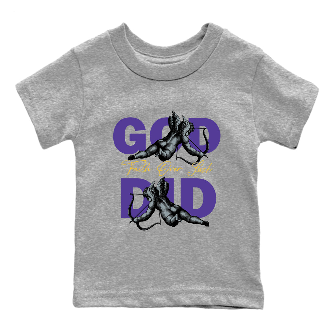 Sneaker match tees – Sneaker Tees To Match Air Jordan 4 Lakeshow Shoes – God Did Kids T-Shirt Heather Grey 2