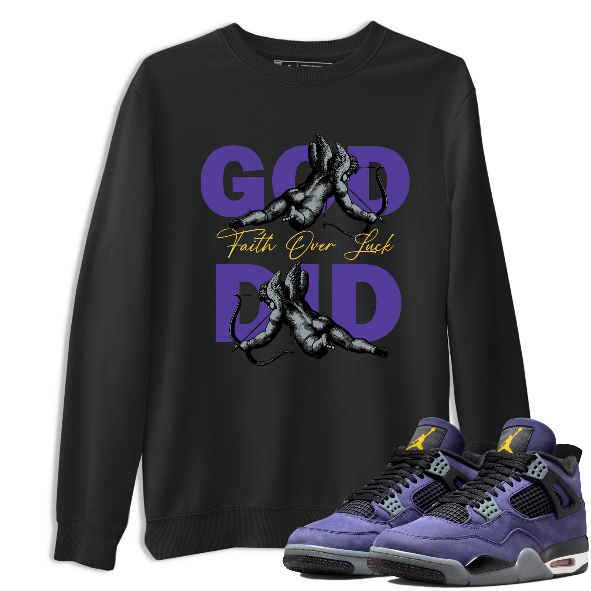 Sneaker match tees – Sneaker Tees To Match Air Jordan 4 Lakeshow Shoes – God Did Tee Black 1