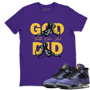 Sneaker match tees – Sneaker Tees To Match Air Jordan 4 Lakeshow Shoes – God Did Tee Purple 1